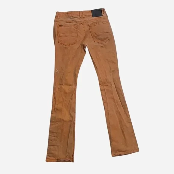 Serenede Stacked Orange Grunge Flare Pants | Men’s 32x34 | Y2K Streetwear Retro - Picture 4 of 8